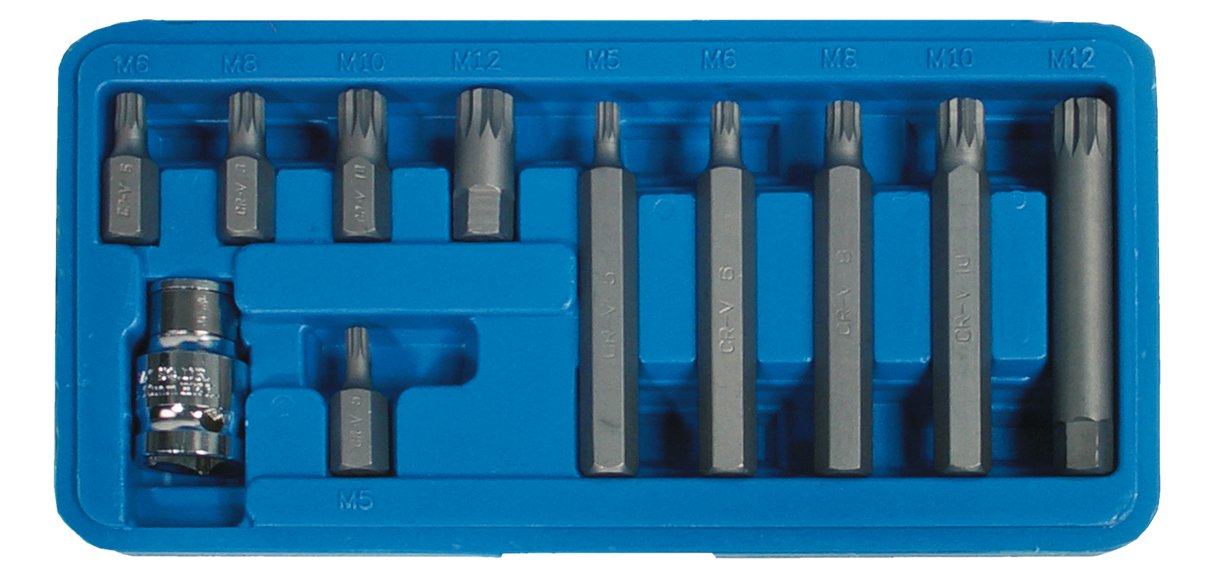 SW-Stahl Bitsortiment, 3/8 , Innenvielzahn, M5-M12, 11-teilig