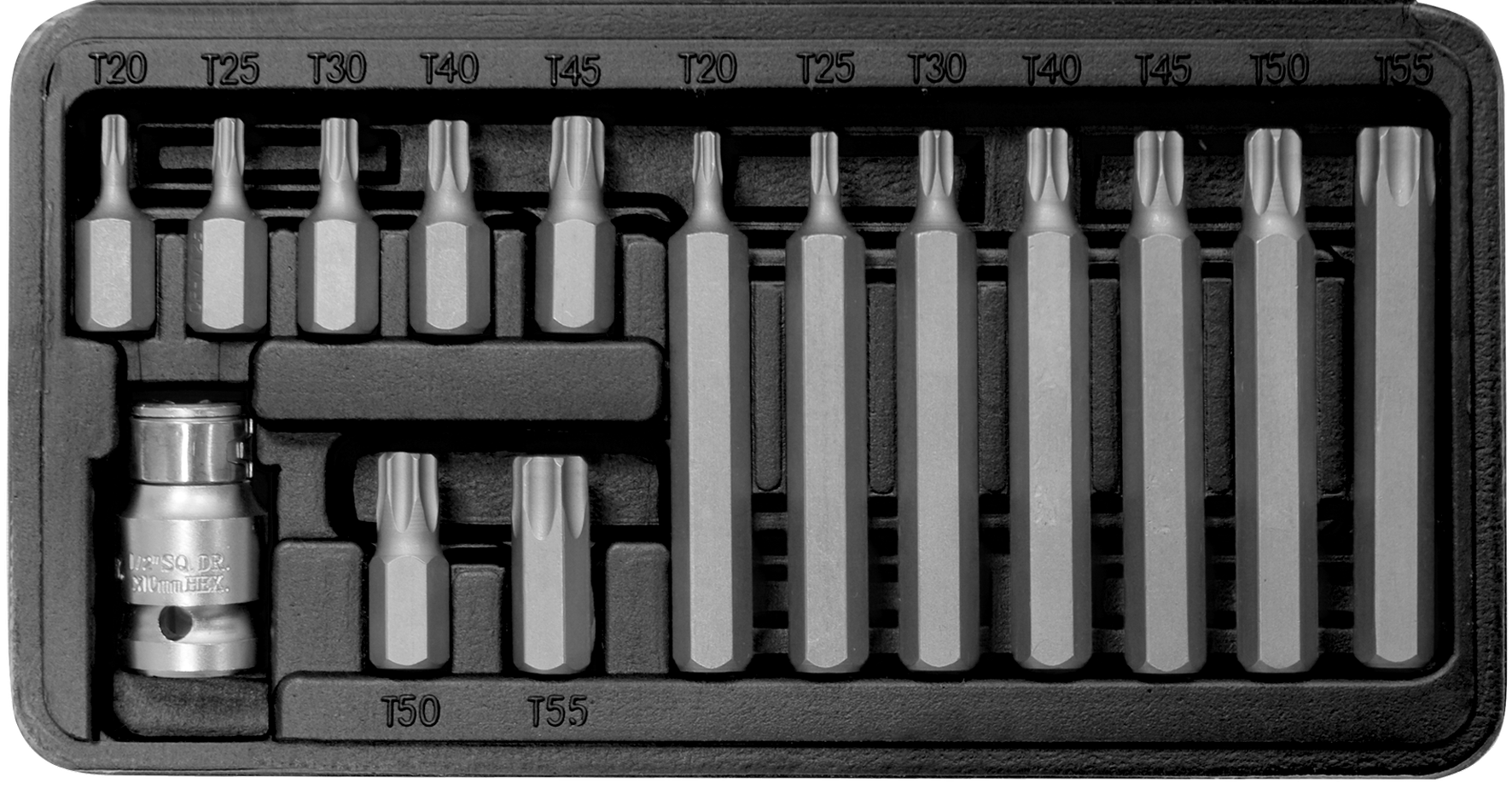 SW-Stahl Bitsortiment, 3/8 , T-Profil, T20-T55, 15-teilig