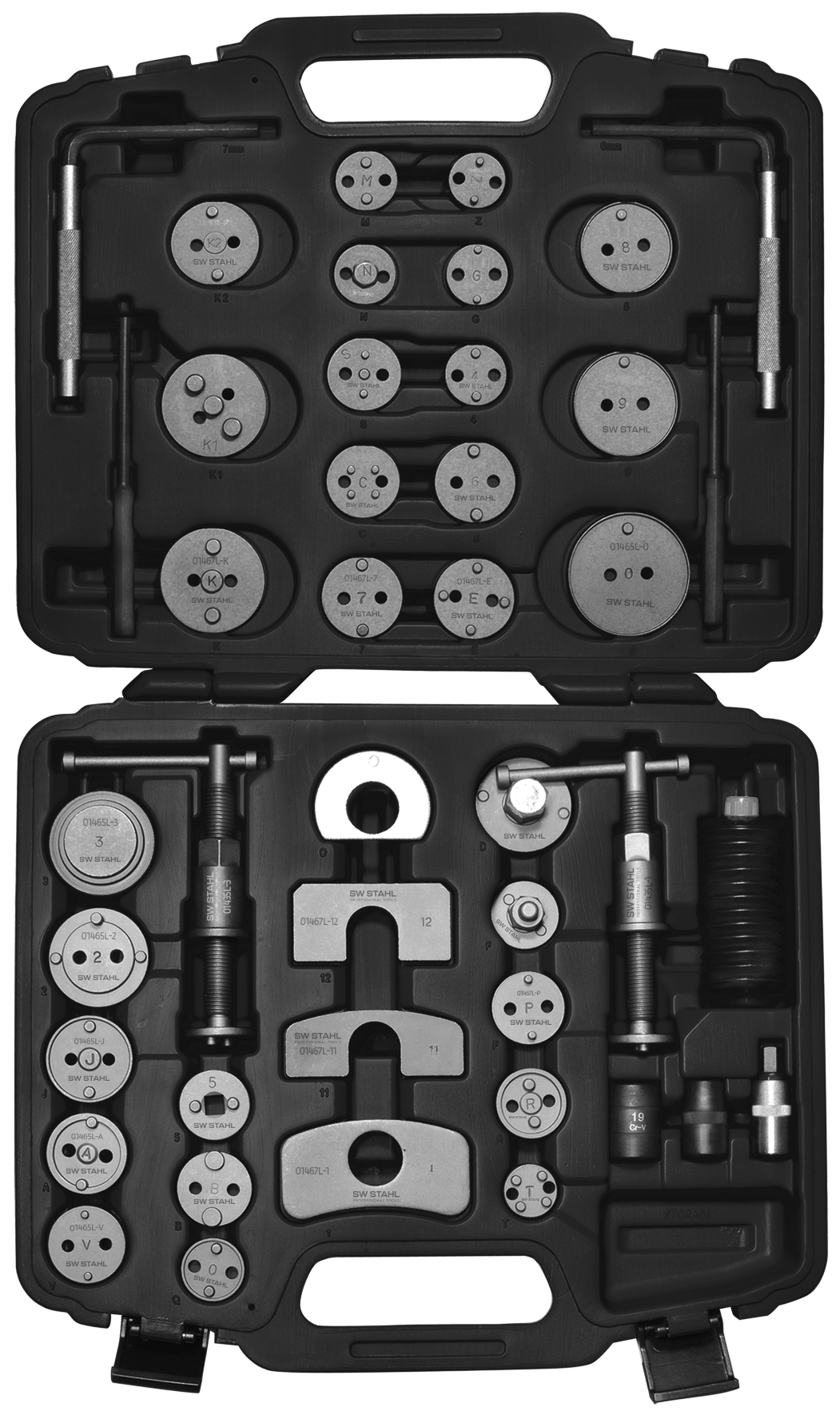 SW-STAHL 01467L Bremskolbenrückdrehwerkzeug, 43-teilig