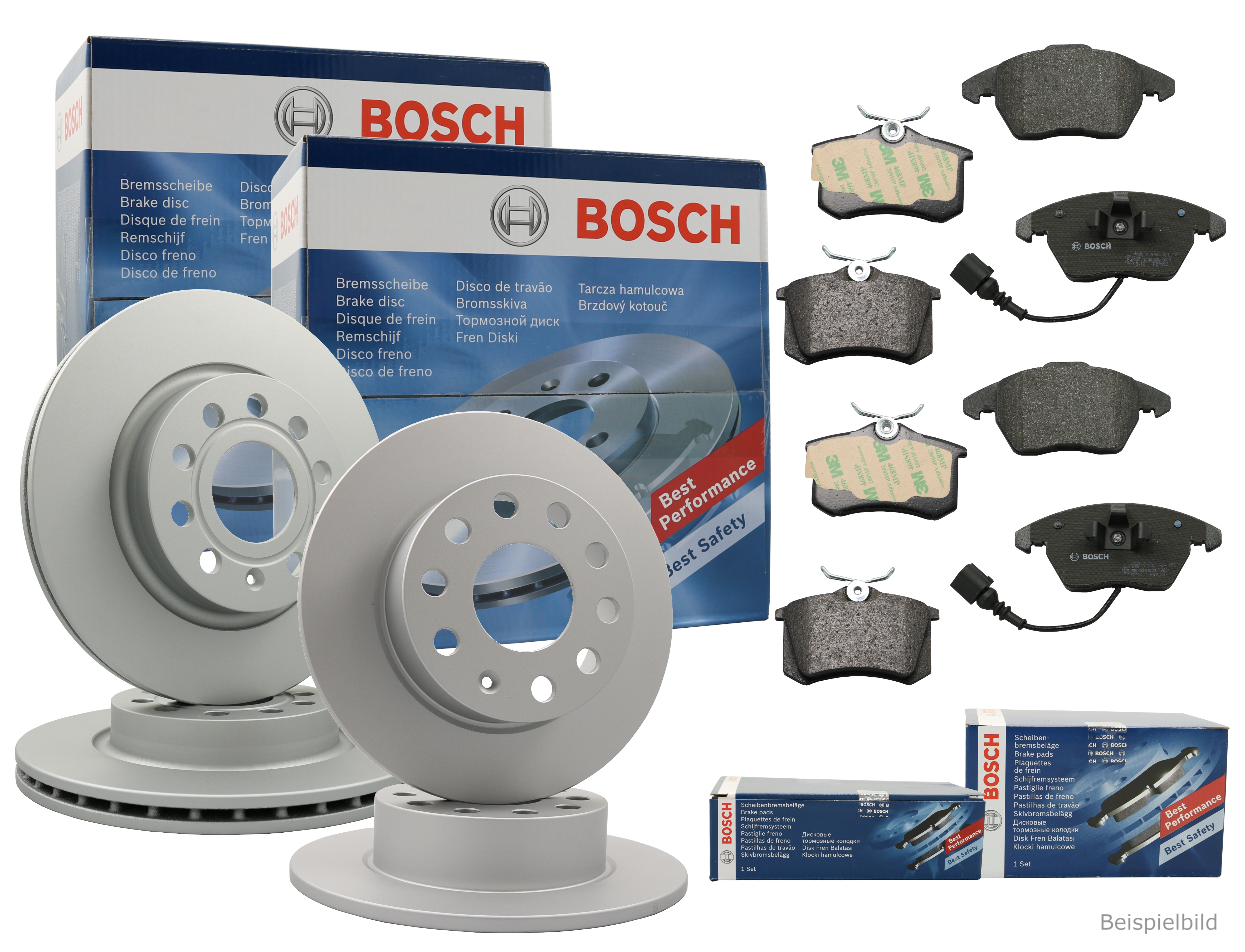 Bosch Bremsenset vorne + hinten Bremsscheiben + Bremsbeläge VW TOURAN