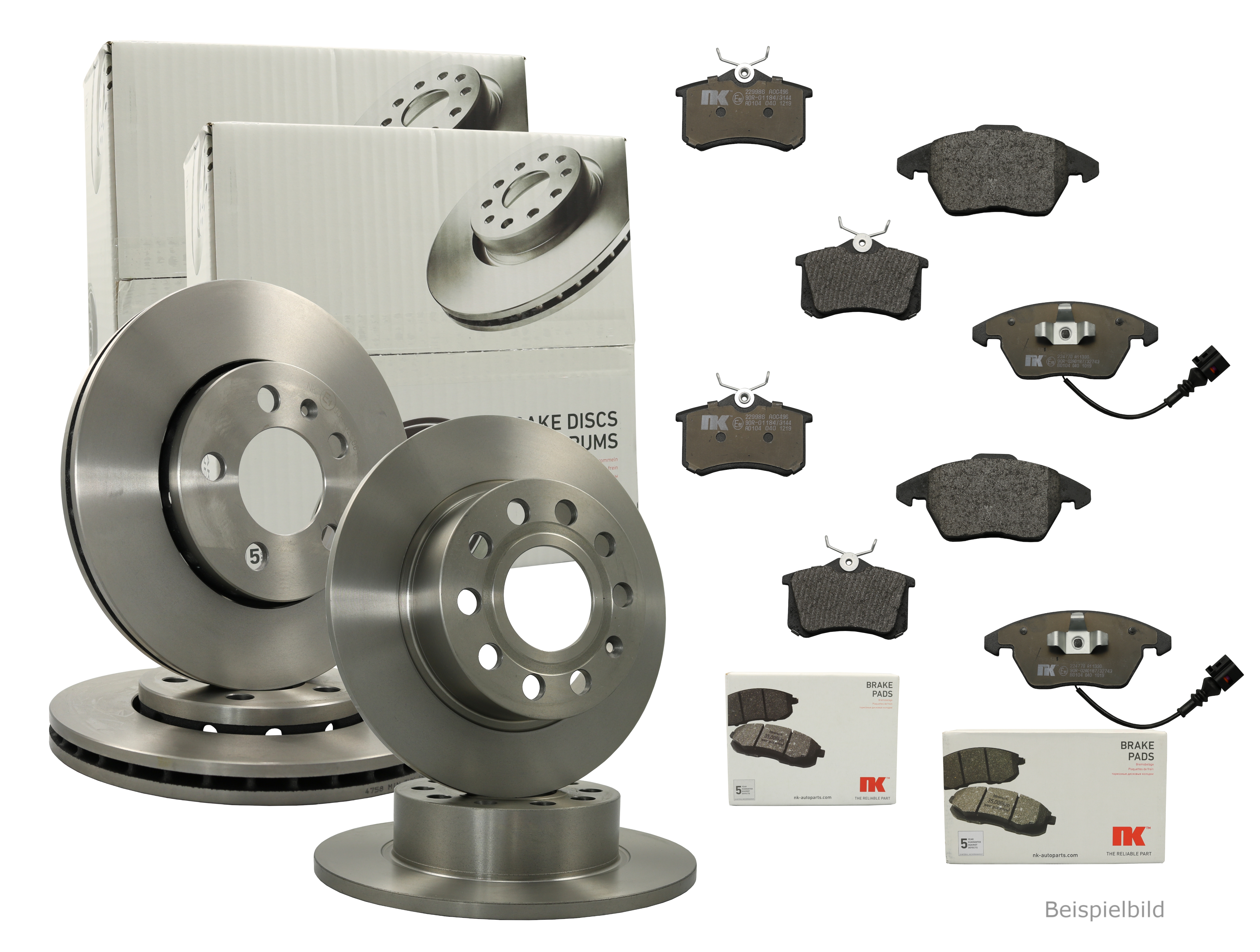 NK Bremsenset Bremsscheiben + Bremsbeläge vorne + hinten VW PASSAT AUDI A4