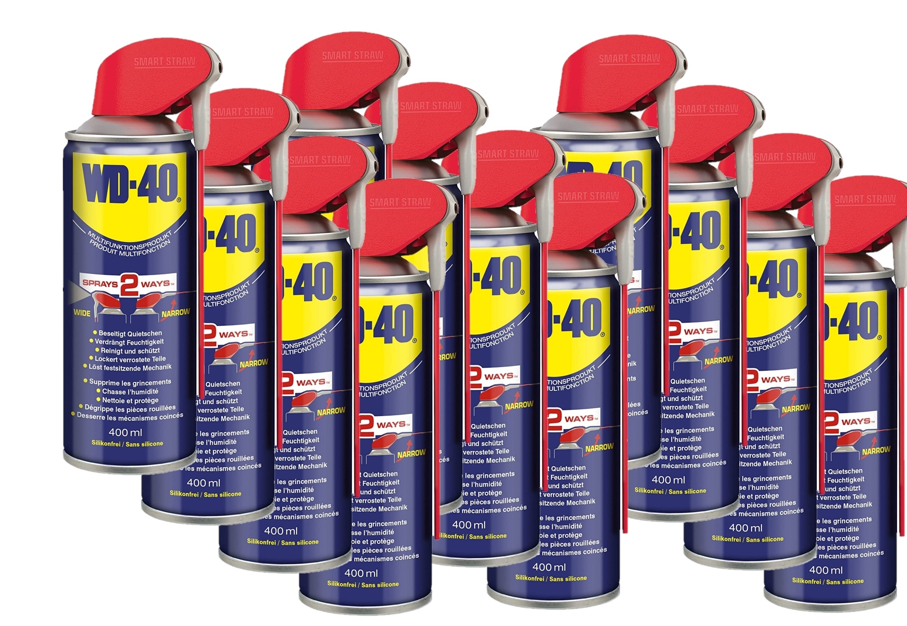 WD-40 12er Pack Multifunktions-Öl Rostlöser Spray WD40 Smart Straw 12x400ml