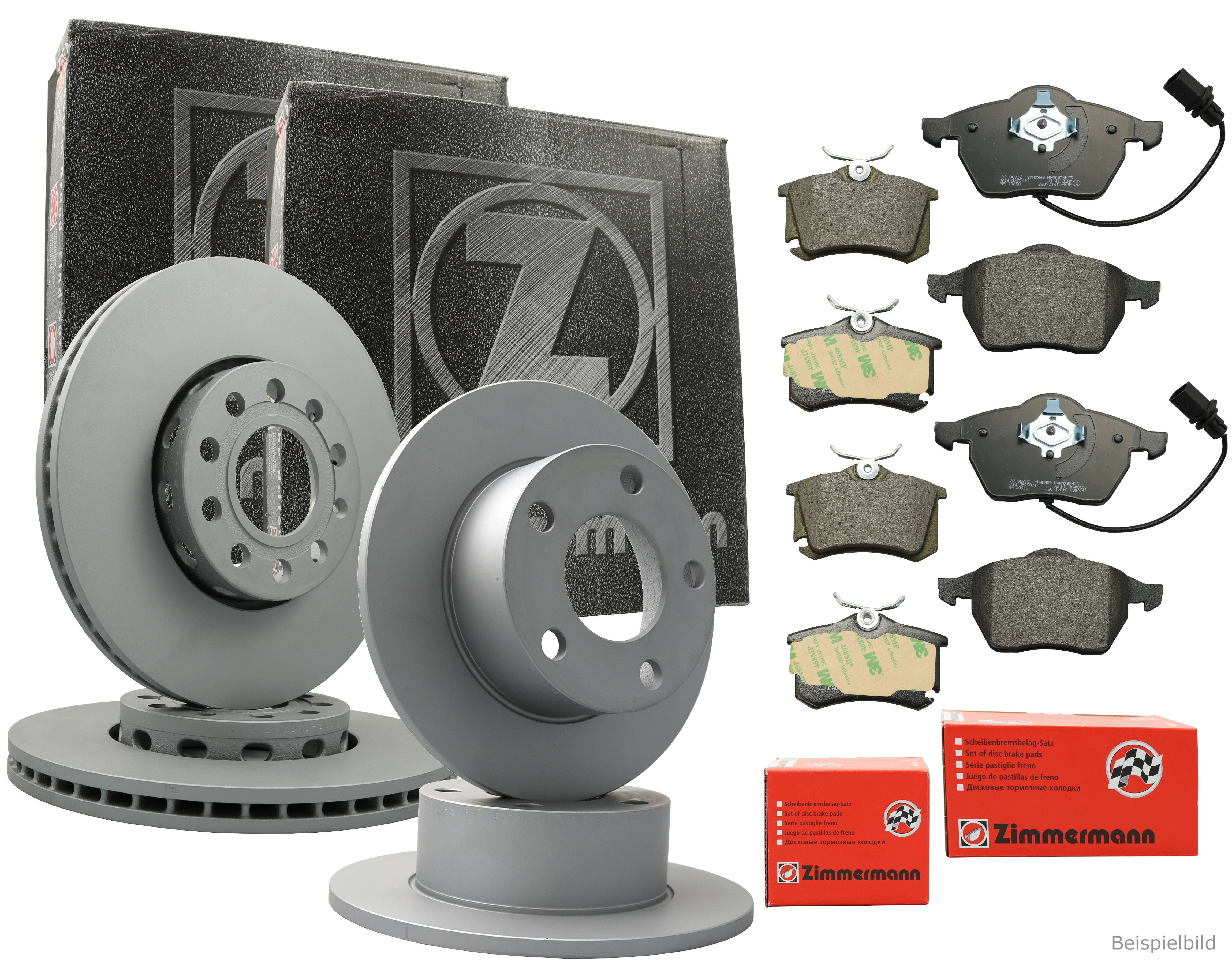 ZIMMERMANN Bremsenset Bremsscheiben + Bremsbeläge vorne + hinten SKODA OCTAVIA