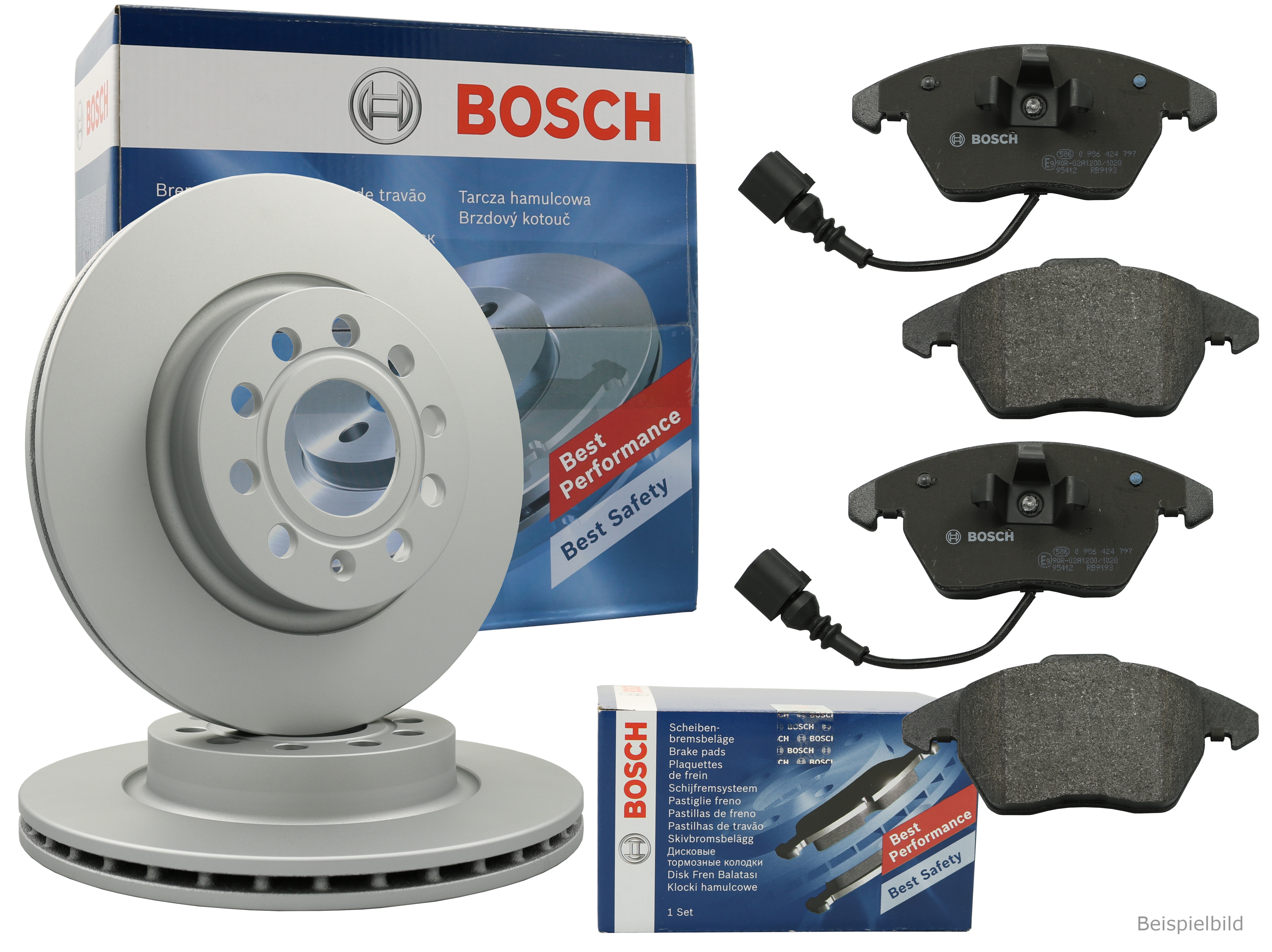 BOSCH Bremsenset Bremsscheiben + Bremsbeläge vorne VW GOLF VII TOURAN AUDI A3