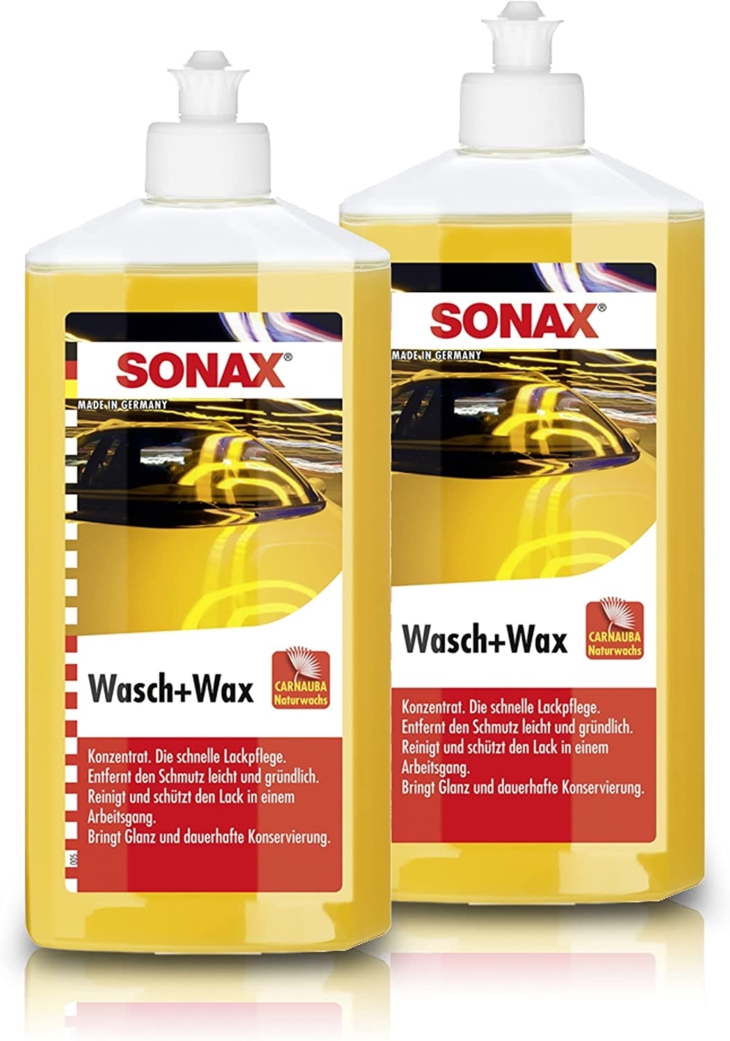 SONAX 2X 03132000 Wasch und Wax Lackpflege Carnaubawachs 500ml