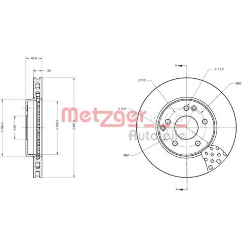 Bremsscheibe METZGER 6110024 COATED / HIGH CARBON für CHRYSLER MERCEDES-BENZ