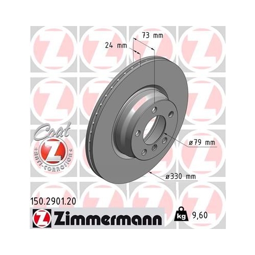 Bremsscheibe ZIMMERMANN 150.2901.20 COAT Z für BMW, Vorderachse