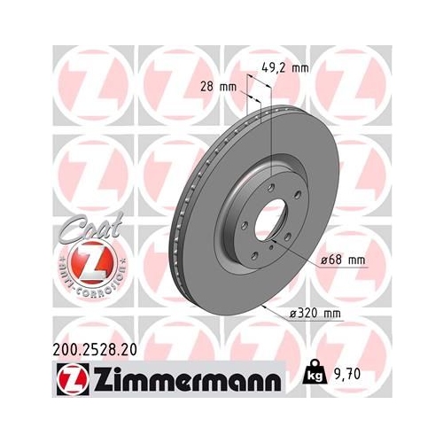 Bremsscheibe ZIMMERMANN 200.2528.20 COAT Z für NISSAN INFINITI NISSAN (DFAC)