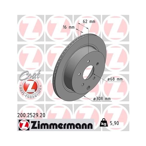 Bremsscheibe ZIMMERMANN 200.2529.20 COAT Z für NISSAN INFINITI NISSAN (DFAC)