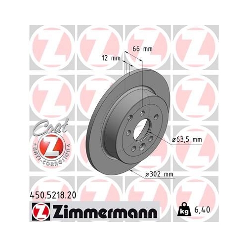 Bremsscheibe ZIMMERMANN 450.5218.20 COAT Z für LAND ROVER, Hinterachse