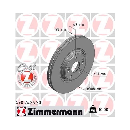 Bremsscheibe ZIMMERMANN 470.2426.20 COAT Z für RENAULT, Vorderachse