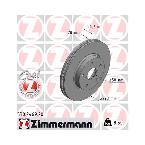 Bremsscheibe ZIMMERMANN 530.2469.20 COAT Z für SUBARU, Vorderachse