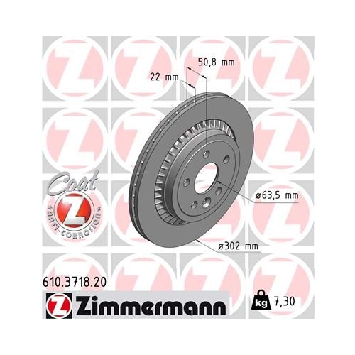 Bremsscheibe ZIMMERMANN 610.3718.20 COAT Z für VOLVO VOLVO ASIA, Hinterachse