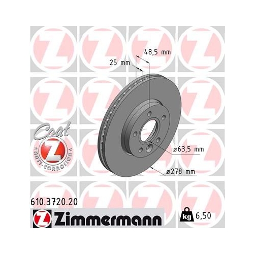 Bremsscheibe ZIMMERMANN 610.3720.20 COAT Z für VOLVO, Vorderachse