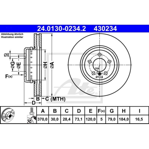 Bremsscheibe ATE 24.0130-0234.2 für BMW, Vorderachse