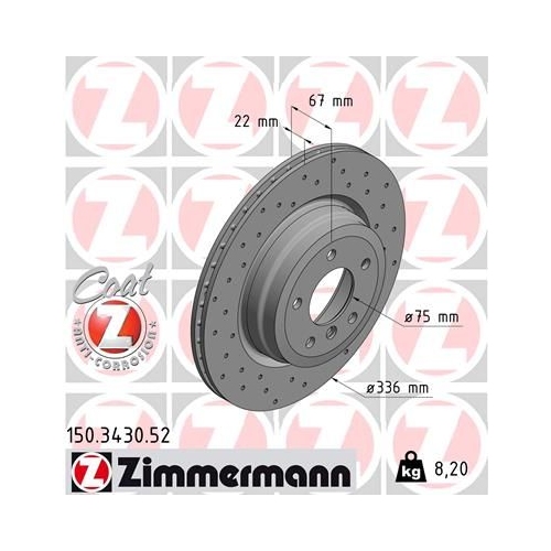 Zimmermann Bremsenset HA Sport Bremsscheiben + Bremsbeläge BMW E90 E93 E92 E91