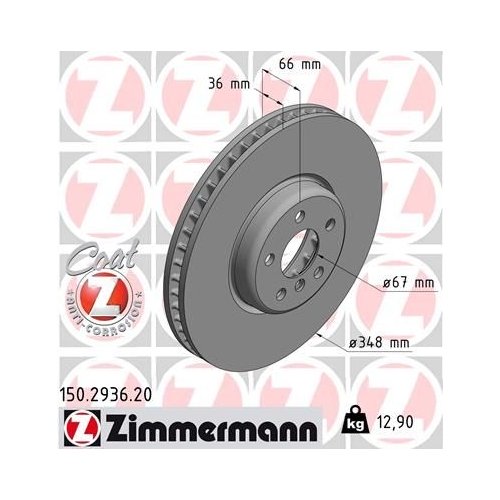 Bremsscheibe ZIMMERMANN 150.2936.20 COAT Z für BMW TOYOTA BMW (BRILLIANCE)