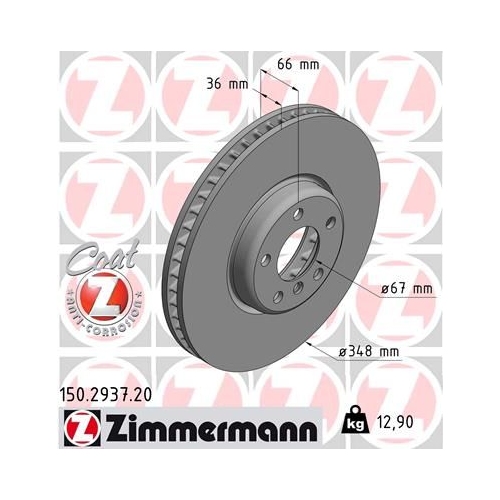 Bremsscheibe ZIMMERMANN 150.2937.20 COAT Z für BMW TOYOTA BMW (BRILLIANCE)