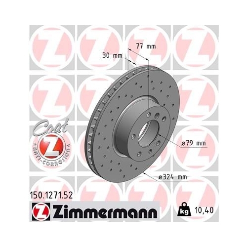 Zimmermann Bremsenset VA Sport Bremsscheiben + Bremsbeläge BMW 5er E39 7er E38