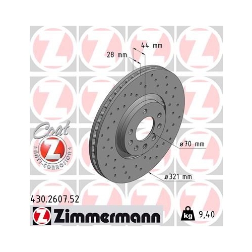 Zimmermann Bremsenset VA Sport Bremsscheiben + Bremsbeläge OPEL ZAFIRA B 2.0 OPC