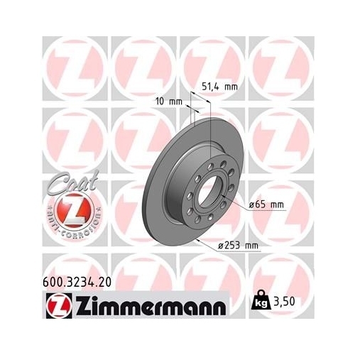 Zimmermann Bremsenset hinten Bremsscheiben + Bremsbeläge Audi Seat Skoda VW