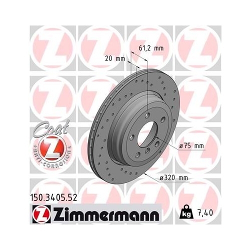 Zimmermann Bremsenset hinten Sport Bremsscheiben + Bremsbeläge BMW E64