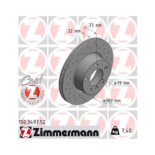 Bremsscheibe ZIMMERMANN 150.3497.52 SPORT COAT Z für BMW, Vorderachse