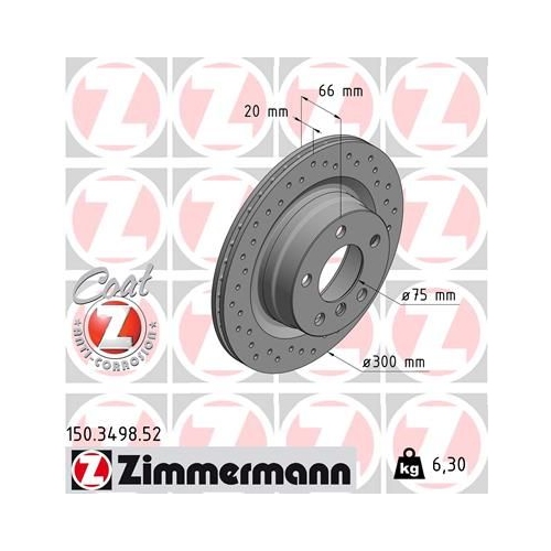 Bremsscheibe ZIMMERMANN 150.3498.52 SPORT COAT Z für BMW, Hinterachse