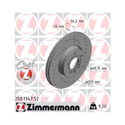 Bremsscheibe ZIMMERMANN 250.1347.52 SPORT COAT Z für FORD VAG, Vorderachse