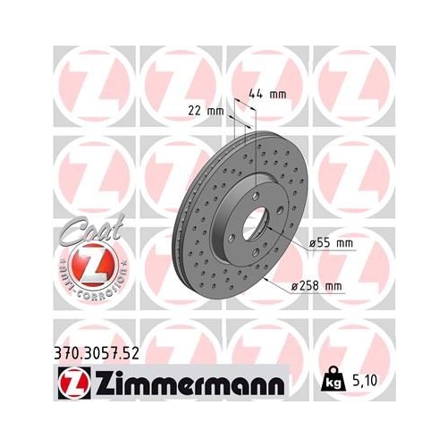 Bremsscheibe ZIMMERMANN 370.3057.52 SPORT COAT Z für MAZDA, Vorderachse