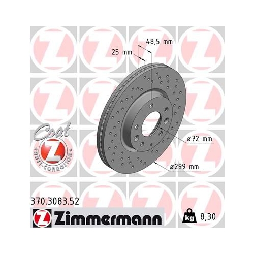 Bremsscheibe ZIMMERMANN 370.3083.52 SPORT COAT Z für MAZDA, Vorderachse