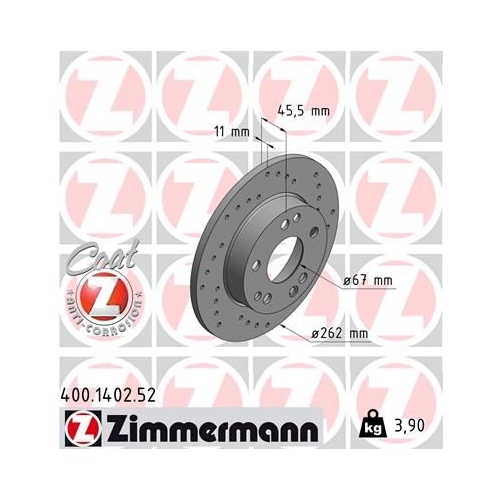 Bremsscheibe ZIMMERMANN 400.1402.52 SPORT COAT Z für MERCEDES-BENZ, Vorderachse