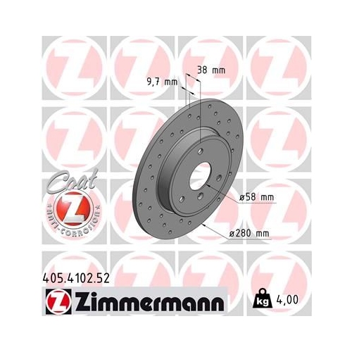 Bremsscheibe ZIMMERMANN 405.4102.52 SPORT COAT Z für SMART, Vorderachse