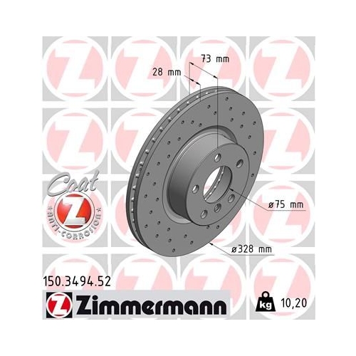 Bremsscheibe ZIMMERMANN 150.3494.52 SPORT COAT Z für BMW, Vorderachse