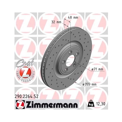 Bremsscheibe ZIMMERMANN 290.2264.52 SPORT COAT Z für JAGUAR, Vorderachse