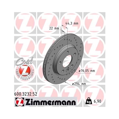 Zimmermann Bremsenset hinten Sport Bremsscheiben + Bremsbeläge VW T5 2E3/2E4