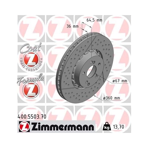 Bremsscheibe ZIMMERMANN 400.5503.70 FORMULA Z COAT Z für MERCEDES-BENZ