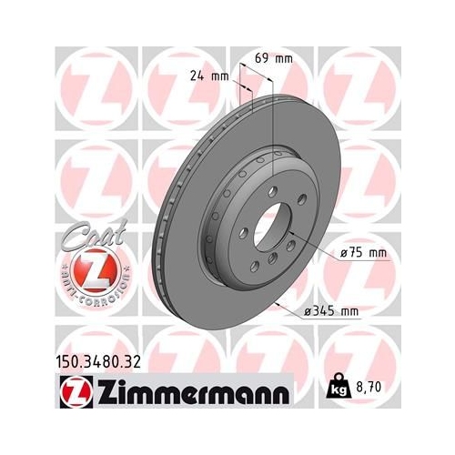 Bremsscheibe ZIMMERMANN 150.3480.32 FORMULA F COAT Z für BMW, Hinterachse