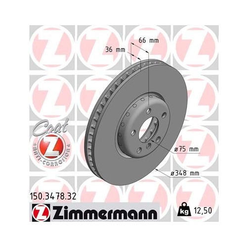 Bremsscheibe ZIMMERMANN 150.3478.32 FORMULA F COAT Z für BMW, Vorderachse, links