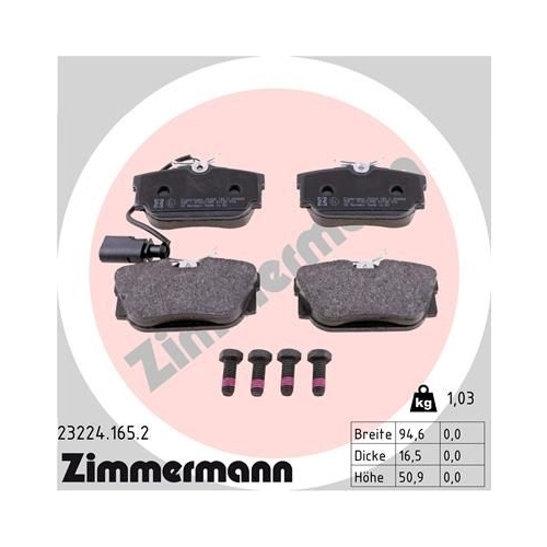 Zimmermann Bremsenset HA Sport Scheiben + Beläge VW TRANSPORTER T4 BUS 2.5 TDI