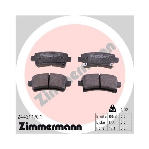 ZIMMERMANN Bremsenset Bremsscheiben + Bremsbeläge hinten OPEL INSIGNIA A