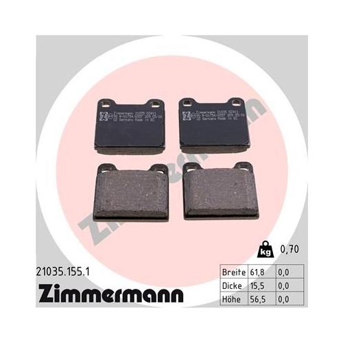 Zimmermann Bremsenset HA Sport Bremsscheiben + Bremsbeläge Mercedes W126 W123