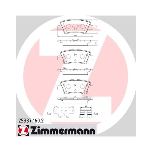 Zimmermann Bremsenset hinten Bremsscheiben + Bremsbeläge HYUNDAI i30 VELOSTER