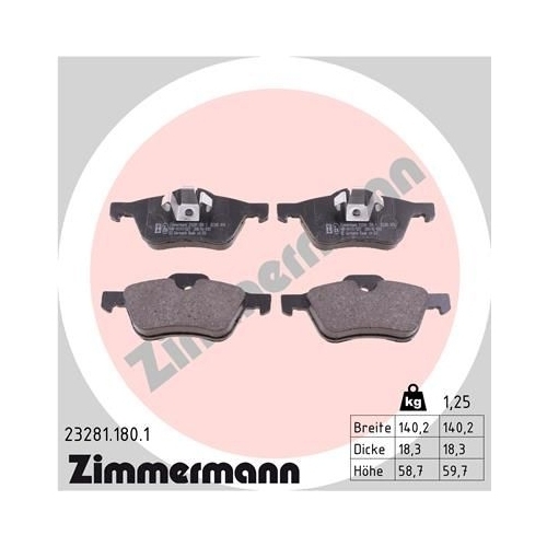 Zimmermann Bremsenset vorne + hinten Scheiben + Beläge Mini R50 R53 Cabrio R52