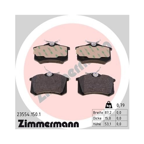 Zimmermann Bremsenset hinten Bremsscheiben + Bremsbeläge AUDI A4 8E2 B6 1.9 TDI