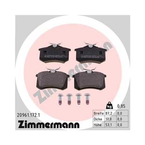 Zimmermann Bremsenset hinten Audi A6 C5 Skoda Superb VW Passat 3B