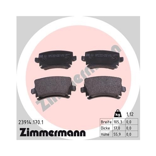 Zimmermann Bremsenset vorne + hinten Bremsscheiben + Bremsbeläge AUDI A4 8EC B7