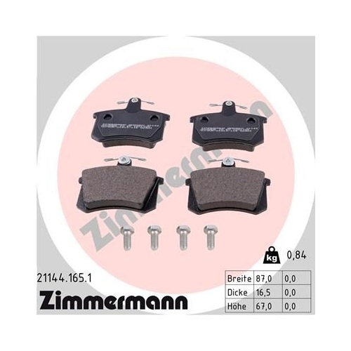 Zimmermann Bremsenset vorne + hinten Bremsscheiben + Bremsbeläge