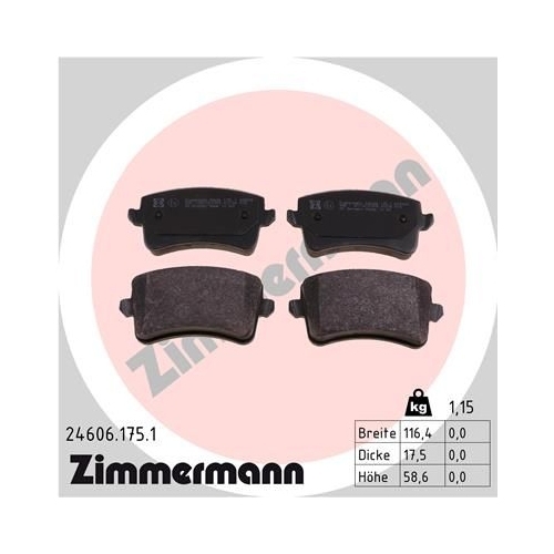 Zimmermann Bremsenset hinten Scheiben + Beläge AUDI A4 8K B8 A5 8T 8F Q5 8R SQ5