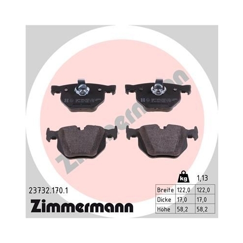 Zimmermann Bremsenset hinten Bremsscheiben + Bremsbeläge BMW 5er E60 E61